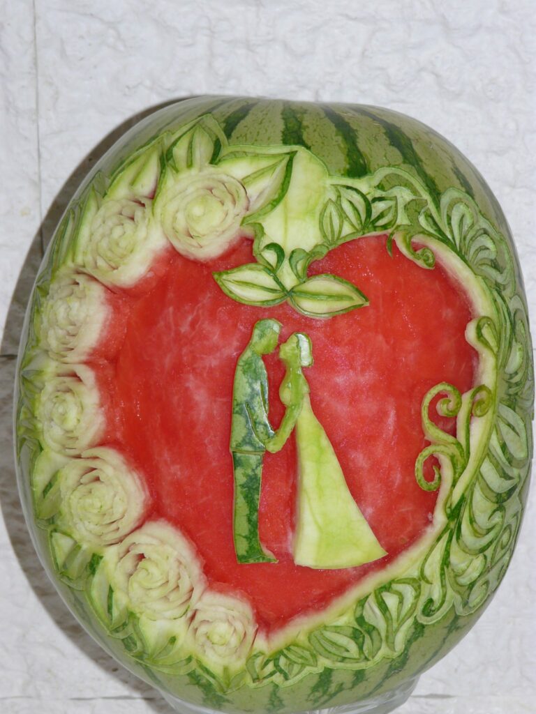 Melonen Carving Brautpaar
