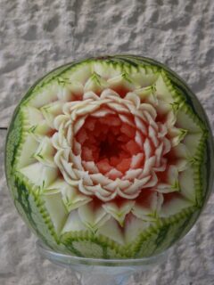 Melonen Carving - Aufgehende Rose